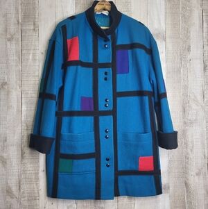 Herman Kay Wool Colorful Geometric Women's Jacket